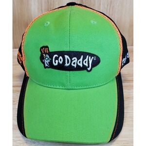 NASCAR Danica Patrick 10 GoDaddy Hat Checkered Flag Sports Green Black Cap Mens